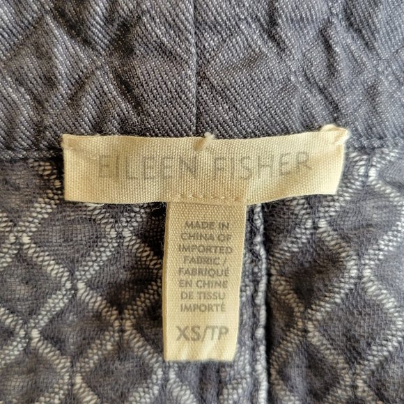 EILEEN FISHER Slate Blue Gray Quilted Cotton Coat Jacket XS - Picture 6 of 6
